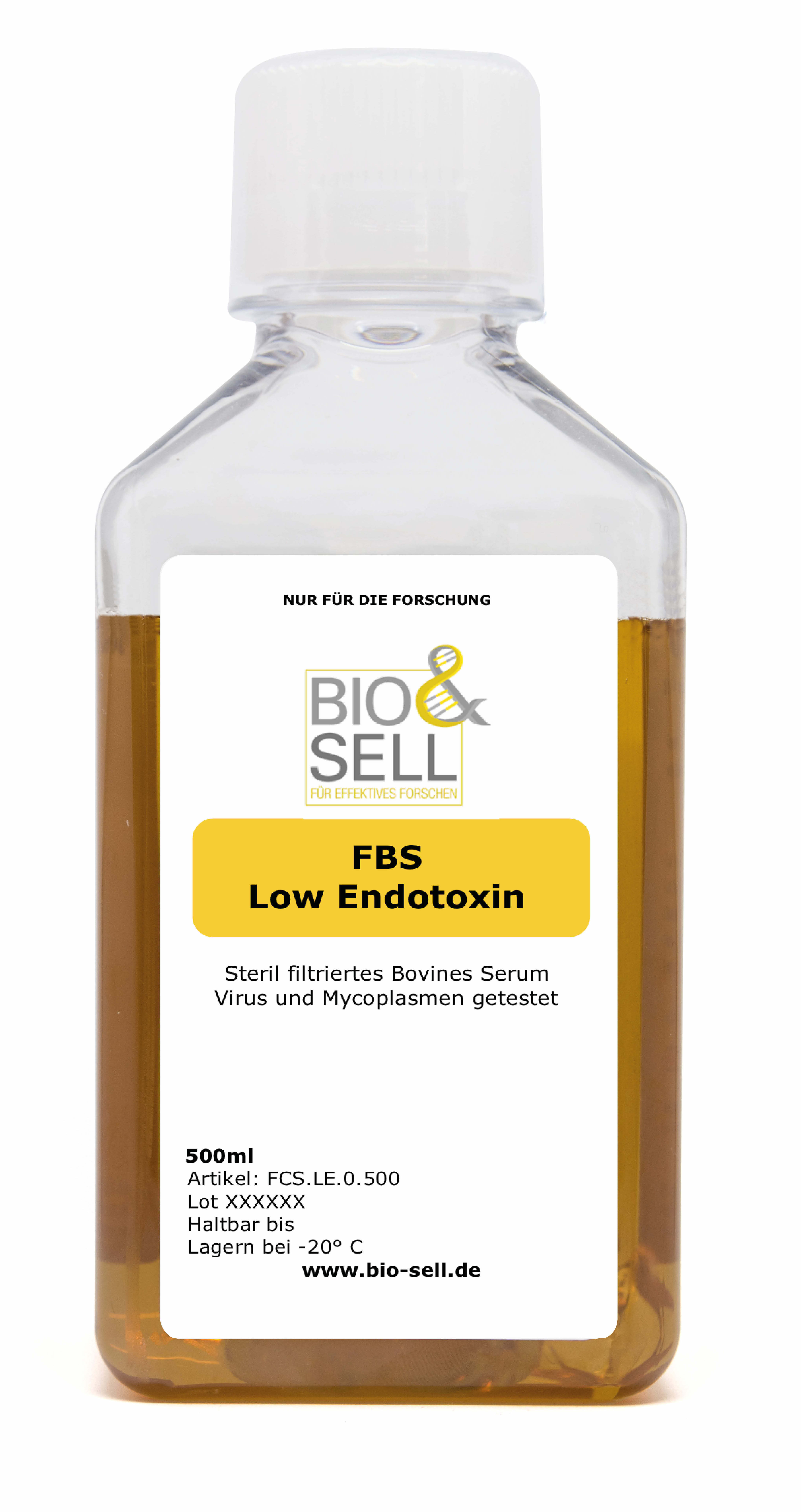 FCS Flasche Low Endotoxin gelb weiss