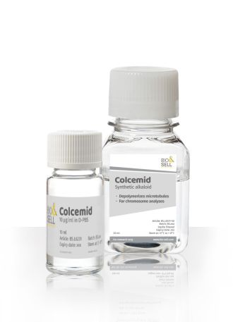 Colcemid solution in a 100 ml bottle and a 10 ml bottle